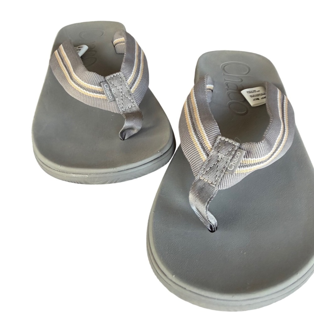 Chaco Chillos Flip Sandals Womens 8 Grey Striped Thong Slip On